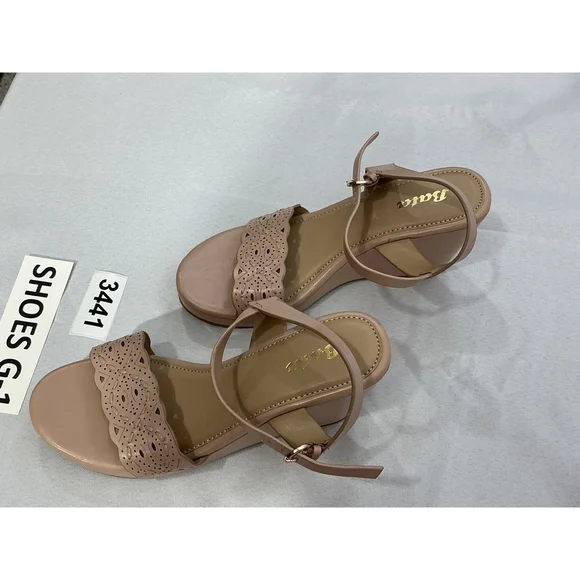 Girls Bata Size 3 Pink Open Toe Sling Back Wedge Sandals - Picture 3 of 9